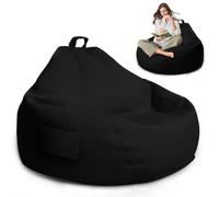 Housse de Pouf pour Enfants/Adulte,Housse Pouf Poire Sans Rembourrage(Noir) | 100 x 120 CM Bean Bag ouf de Rangement pour Salon/Salle de Jeux pour l'extérieur et l'Intérieur