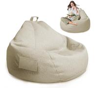 Housse de Pouf pour Enfants/Adultes, Housse Pouf Poire Non Remplies(Beige) | 100 x 120 CM Bean Bag ouf de Rangement pour Salon/Salle de Jeux pour l'extérieur et l'Intérieur