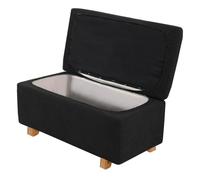 Housse de Pouf Rectangulaire Extensible Et Pliable avec Couvercle Repose-Pieds Amovible Et Élastique en Bas Grande Taille Noire