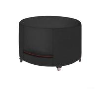 Housse de protection contre le feu rond pour l'extérieur, Oxford 210D, protection étanche pour brasero de barbecue avec sangles réglables, étui de rangement anti-poussière pour jardin, terrasse, noir