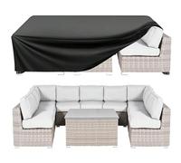 Housse de protection en fourrure de bœuf extra lourde 420D coupe-vent anti-UV pour table et chaise de patio 210 x 140 x 100 cm
