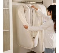 Housse de protection en satin pour vêtements, sac de rangement suspendu pour manteaux long
