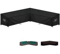 Housse de protection étanche Unyqoos® pour ensemble de jardin en forme de L, en Oxford 420D, revêtue de PU, avec protection UV, coutures étanches, 6 sangles de fixation au sol, 4 cordons de serrage et
