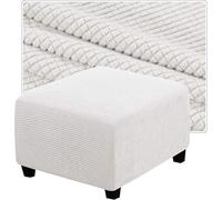 Housse de protection extensible lavable avec base élastique - Protection épaisse de repose-pieds à carreaux pour canapés (crème 94 x 94 cm)