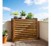 Housse de protection extérieure en bois anti-corrosion, support AC, décoration de jardin marron, étagère de plantes pour balcon, 100 x 44 x 93 cm, protection de pompe à chaleur, design résistant aux