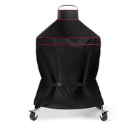 Housse de protection imperméable à rayures rouges pour Kamado Joe 600D | Housse de barbecue 600D Oxford à rayures rouges pour Kamado Joe de 140 cm XL - Résistant aux intempéries - Avec sac de