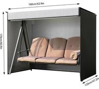 Housse de protection pour balancelle de jardin - Housse d'extérieur - Tissu Oxford 210D - Imperméable - Coupe-vent - Revêtement argenté - Avec sac de rangement - Noir