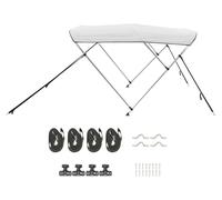 Housse de protection pour Bimini (3 arcs) en polyester 600D résistant avec cadre en aluminium, auvent de bateau parasol imperméable, incluant une sacoche de rangement, dimensions : 170 x 183 cm (large
