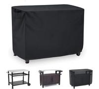 Housse de Protection pour Chariot de Plancha, Bache Barbecue Exterieur M | Bâche 420D Oxford pour Grande Desserte Extérieure, Imperméable, Anti-UV, avec 2 Cordons, Poignées et Aérations