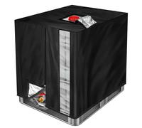 Housse de protection pour conteneur IBC de 1000 litres, dimensions 120x100x116 cm, couleur noire, avec fermeture éclair et cordon de serrage