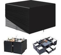 Housse de protection pour ensemble de meubles de jardin Famanu, modèle cube en rotin, dimensions : 135 x 135 x 70 cm