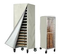 Housse de protection pour étagère à pain imperméable anti-poussière, avec fermeture éclair pour 20 niveaux - Tissu Oxford 420D aéré, usage professionnel boulangerie restaurant (Beige)