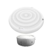 Housse de protection pour gonflable : ronde de 145 cm, blanche, isolante et résistante aux intempéries, housse de protection contre les feuilles, couverture de spa coupe-vent en PVC, bâche