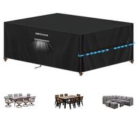 Housse de protection pour meubles de jardin, bâche de recouvrement 270x180x94 cm, imperméable, résistante aux UV, tissu Oxford 420D, couleur noire