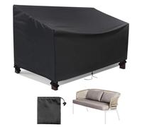 Housse de protection pour meubles de jardin, conçue pour deux assises, avec cordon de serrage et clips de fixation, dimensions : 134 x 66 x 89 cm