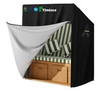 Housse de protection pour transat de plage, résistante aux intempéries, couvercle de protection pour 2 personnes, dimensions 135x105x175/140 cm, en Oxford, couleur noire