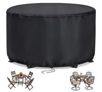 Housse de Protection Table Ronde de Jardin,Bache Table Jardin Imperméable | Tissu Oxford 600D Bâche de Protection Salon Exterieur Ronde,Housse Transparente Pour Table, Ø 130x80cm/DxH