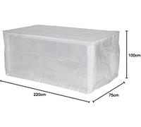 Housse de protection transparente Unyqoos® pour table de jardin rectangulaire en plastique PE, dimensions 220 x 100 x 75 cm – protection résistante aux intempéries, transparente