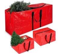 Housse De Rangement Pour Sapin De Noël - Set De 3 Sacs Imperméables - Jusqu'à 2,5m - Oxford Résistant - Rouge