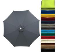 Housse de Rechange pour Parasol 2m/2.5m/2.8m/3m/3.5m/4m pour 6/8 Baleines | UV50+ Résistant au Vent et Imperméable | Tissu Premium Gris Clair pour Jardin,Terrasse,Plage,Piscine,A-350 cm 8 streben