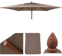 Toile De Rechange Pour Parasol De Restaurant En Bois Hwc-C57b, Housse De Parasol, Carrée 3 X 3 M, Polyester 3 Kg Taupe Marron