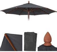 Toile De Rechange Pour Parasol De Restaurant En Bois Hwc-C57b, Housse De Parasol, Ronde Ø4m Polyester 4kg Anthracite Gris