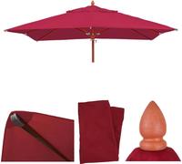 Housse de rechange pour parasol en bois de restauration HWC-C57, housse de parasol, carrée 4 x 4 m, polyester ~ bordeaux