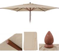 Toile De Rechange Pour Parasol De Restaurant En Bois Hwc-C57b, Housse De Parasol, Carrée 4 X 4 M, Polyester 6 Kg Crème Gris