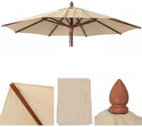 Housse de rechange pour parasol en bois de restauration HWC-C57b, housse de parasol, ronde Ø 3 m, polyester ~ crème