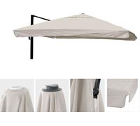 Housse de remplacement pour parasol de jardin de luxe HWC-A96 avec rabat, housse de parasol, 3x4m (Ø5m), polyester, couleur crème-gris