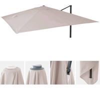 Housse de remplacement pour parasol de jardin de luxe HWC-A96, housse de parasol, 3,5 x 3,5 m (diamètre 4,95 m), polyester, couleur crème-gris