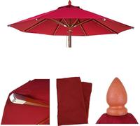 Housse de remplacement pour parasol en bois pour l'industrie de la restauration, modèle HWC-C57, housse de parasol, forme ronde, diamètre 4 mètres, polyester, couleur bordeaux