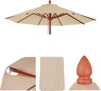 Housse de remplacement pour parasol en bois pour l'industrie de la restauration, modèle HWC-C57, housse de parasol, forme ronde, diamètre 4 mètres, polyester, couleur crème