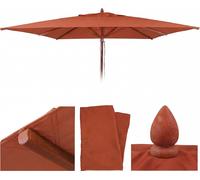 Housse de rechange pour parasol de restaurant en bois HWC-C57b, housse de parasol, carrée 4 x 4 m, polyester 6 kg ~ terre cuite