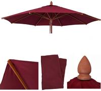 Housse de remplacement pour parasol en bois pour l'industrie de la restauration, modèle HWC-C57b, housse de parasol, forme ronde, diamètre 3 mètres, polyester, couleur bordeaux
