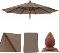 Housse de remplacement pour parasol en bois pour l'industrie de la restauration, modèle HWC-C57b, housse de parasol, forme ronde, diamètre 3 mètres, polyester, couleur beige
