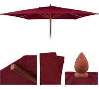 Housse de rechange pour parasol de restaurant en bois HWC-C57b, housse de parasol, carrée 4 x 4 m, polyester 6 kg ~ bordeaux