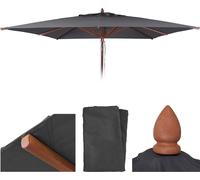 Housse de rechange pour parasol de restaurant en bois HWC-C57b, housse de parasol, carrée 4 x 4 m, polyester 6 kg ~ anthracite