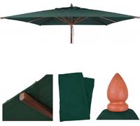 Housse de rechange pour parasol de restaurant en bois HWC-C57b, housse de parasol, carrée 4 x 4 m, polyester 6 kg ~ vert foncé