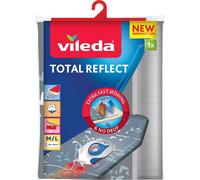 Vileda Total Reflect Housse pour planche à repasser, Reflète la chaleur et la vapeur pour un repassage rapide, Pas de condensation, Installation facile, pour tables 120-130 cm x 38-45 cm, Gris