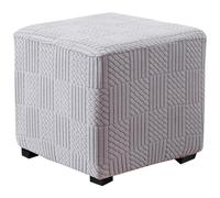 Housse de Repose-Pieds carrée Housse de Pouf Extensible en Peluche Plus épaisse Jacquard Housse de Pouf Extensible Housse de Repose-Pieds avec Fond élastique Lavable en Machine(Light Gray,35-45cm/12-1