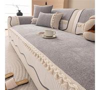 Housse de Siège Canapé Chenille | Coussin Canapé Antidérapant Housse D'assise Lavable Machine Adapté Animaux Compagnie(Light gray,110*110cm)