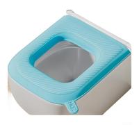 Housse de siège de toilette carrée en EVA doux avec poignée antidérapante et imperméable - Coussin épais et chaud pour salle de bain - Facile à nettoyer - Rose, gris, bleu, vert (bleu)