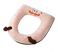 Housse de siège de toilette en velours de coton doux lavable avec fermeture éclair, dos imperméable pour toilettes standard, utilisation en toutes saisons (rose)