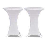 Housse De Table Ø 70 Cm Blanc Extensible 2 Pcs Blanc
