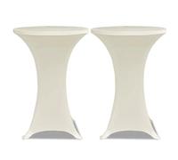 Housse De Table Ø 80 Cm Crème Extensible 2 Pcs