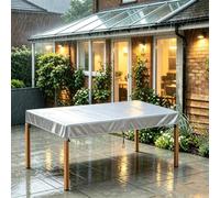Housse de Table de Jardin - 120x70x30cm/LxWxH Argent - Tissu Oxford 420D Anti-UV Imperméable pour Mobilier Jardin, Rectangulaire Couverture Table Basse Extérieur Housses de Protection Bâche de Table