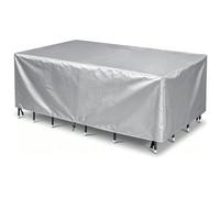 Housse de Table de Jardin imperméable 185x120x65cm Housse Salon de Jardin Exterieur et Intérieure Anti-UV Tissu 420D Oxford Pliable Indéchirable Bache Tables et Résistante Argent