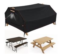 Housse de table de pique-nique en tissu Oxford 420D résistant au vent et aux UV - 177,8 / 183 cm - Noir