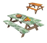 Housse de table de pique-nique équipée - Housse de table de pique-nique équipée avec housses de banc - Lot de 3 housses de table de pique-nique - Housses de banc de pique-nique - Nappe élastique